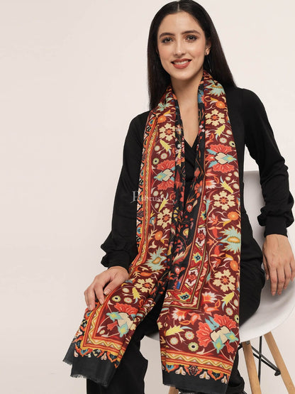 Pashtush India Womens Shawls Pashtush womens Fine Wool shawl, kalamkari printed design, Multicolour