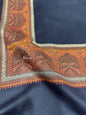 Pashtush India Womens Shawls Pashtush Womens Fine Wool Shawl, Kashmiri Border Embroidery With Tilla Design, Navy Blue