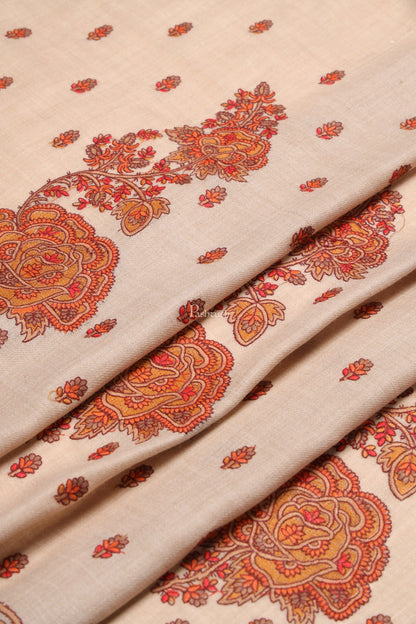 Pashtush India Womens Shawls Pashtush Womens Fine Wool Shawl, Kashmiri Embroidery Palla Design, Taupe