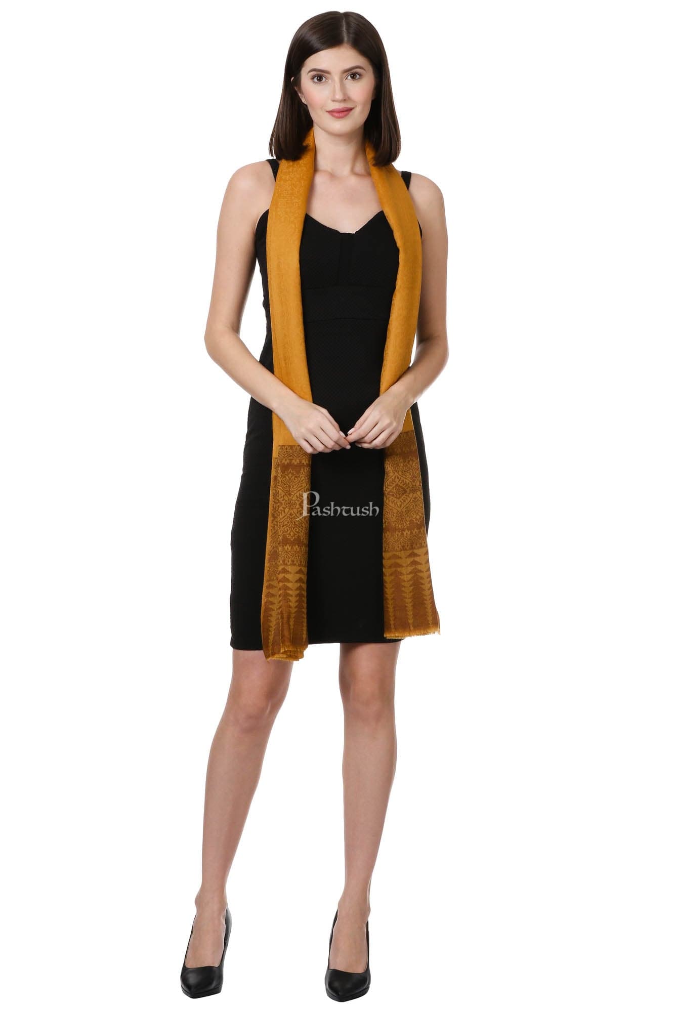 Pashtush India Womens Shawls Pashtush Womens Fine Wool Shawl, Marigold