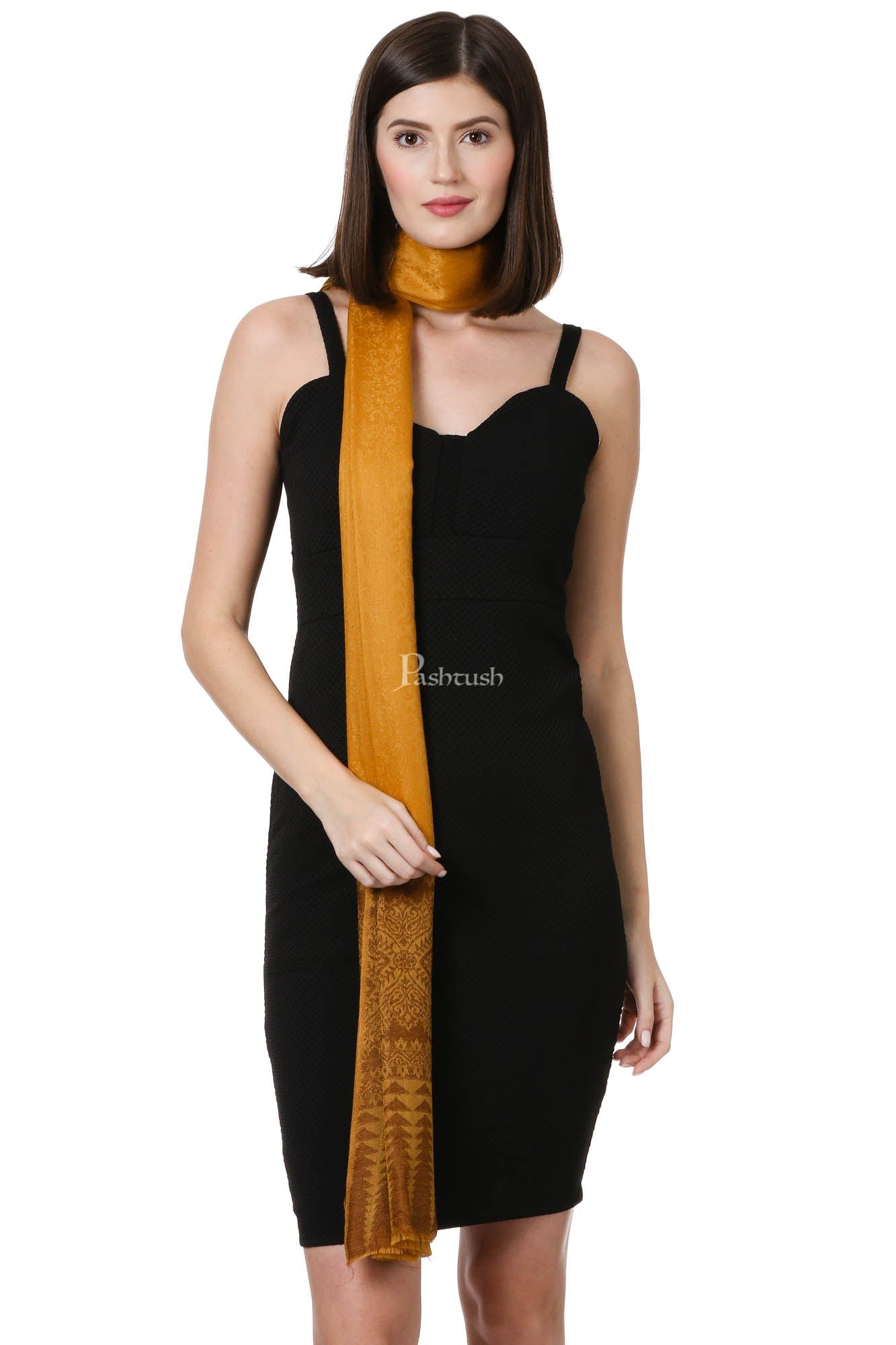 Pashtush India Womens Shawls Pashtush Womens Fine Wool Shawl, Marigold