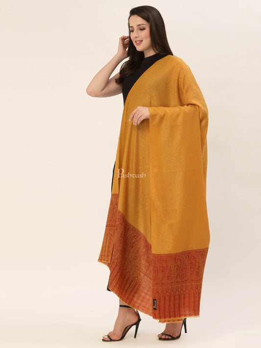 Pashtush India Womens Shawls Pashtush Womens Fine Wool Shawl, Mustard