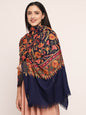 Pashtush India Womens Shawls Pashtush womens Fine Wool shawl, nalki embroidery design, Blue