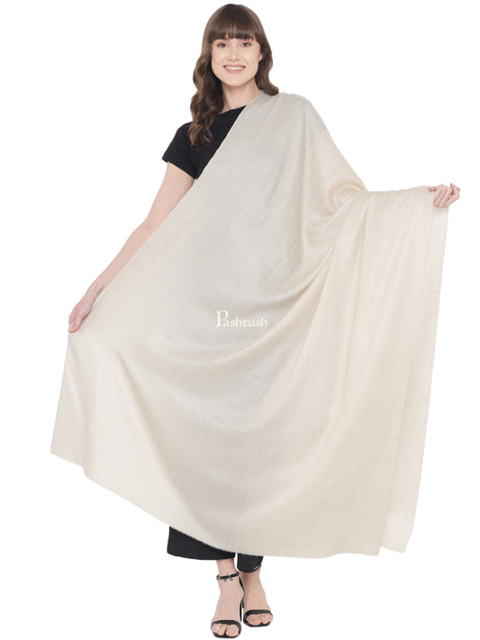 Pashtush India Womens Shawls Pashtush Womens Fine Wool Shawl, Natural, Extra Soft Warm - Light Weight, Beige