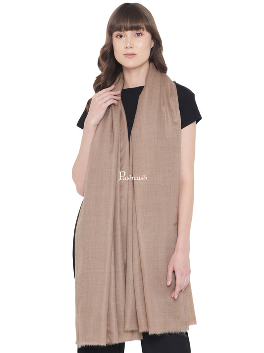 Pashtush India Womens Shawls Pashtush Womens Fine Wool Shawl, Natural, Extra Soft Warm - Light Weight, Taupe