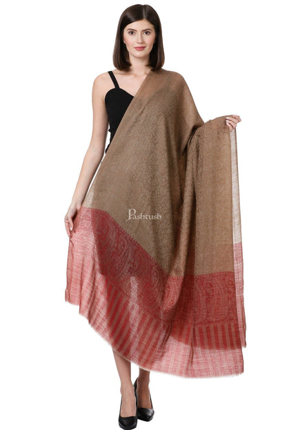 Pashtush India Womens Shawls Pashtush Womens Fine Wool Shawl, Oyster