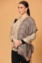 Pashtush India Womens Shawls Pashtush Womens Fine Wool Shawl, Paisley Palla, Woven Design, Natural Beige