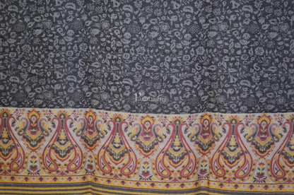 Pashtush India Womens Shawls Pashtush Womens Fine Wool Shawl, Paisley Weave Design, Black