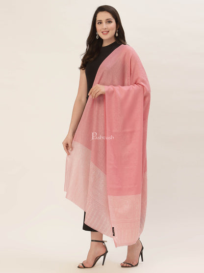 Pashtush India Womens Shawls Pashtush Womens Fine Wool Shawl, Pink