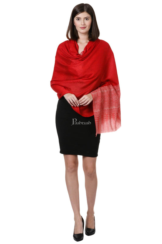 Pashtush India Womens Shawls Pashtush Womens Fine Wool Shawl, Scarlet Red