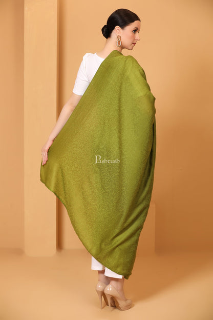 Pashtush India Womens Shawls Pashtush Womens Fine Wool Shawl, Self Paisley Weave, Extra Soft, Emerald Green
