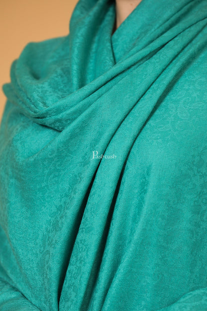 Pashtush India Womens Shawls Pashtush Womens Fine Wool Shawl, Self Paisley Weave, Extra Soft, Warm and Light, Arabic Green
