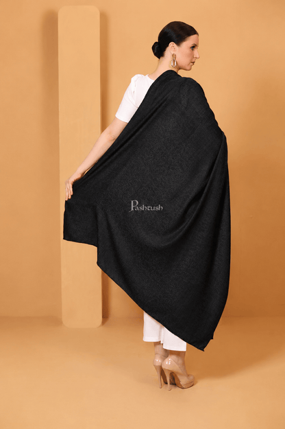 Pashtush India Womens Shawls Pashtush Womens Fine Wool Shawl, Self Paisley Weave, Extra Soft, Warm and Light, black
