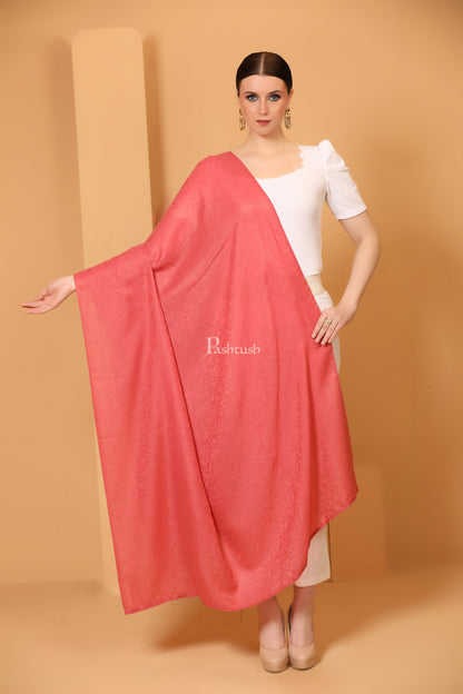 Pashtush India Womens Shawls Pashtush Womens Fine Wool Shawl, Self Paisley Weave, Extra Soft, Warm and Light Weight, Morning Rose