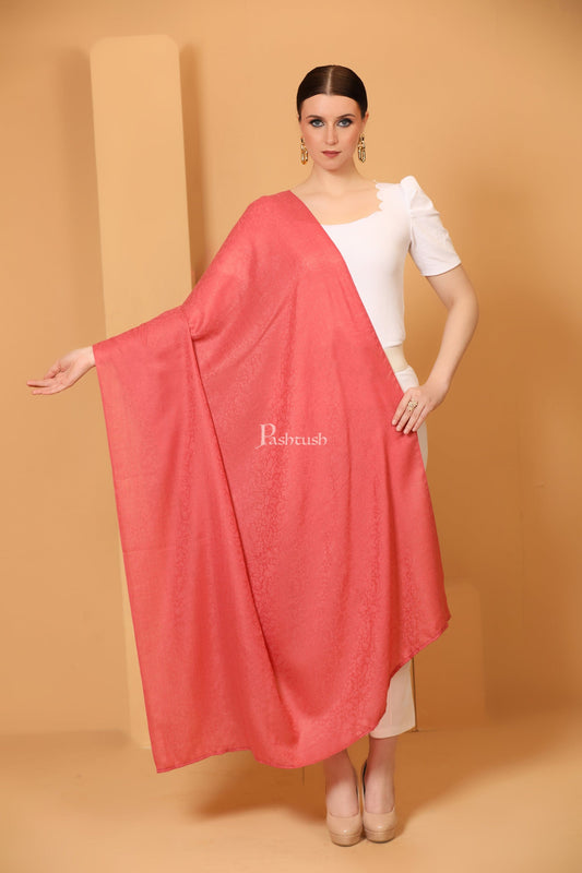 Pashtush India Womens Shawls Pashtush Womens Fine Wool Shawl, Self Paisley Weave, Extra Soft, Warm and Light Weight, Morning Rose