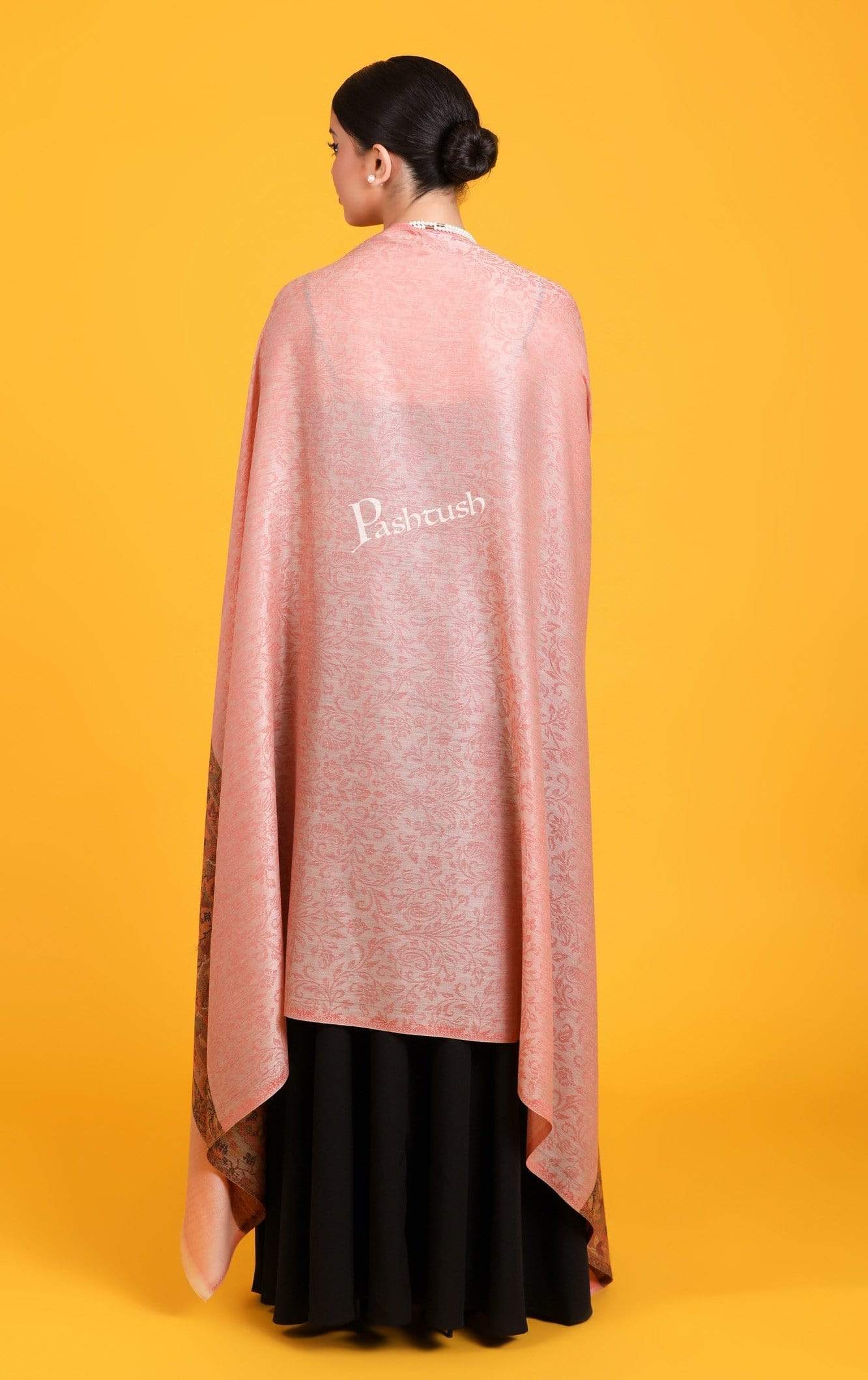 Pashtush Shawl Store Shawl Pashtush Womens Fine Wool Shawl, Soft Salmon Pink