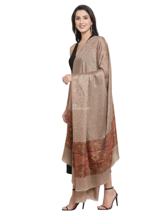 Pashtush India Womens Shawls Pashtush Womens Fine Wool Shawl, Taupe