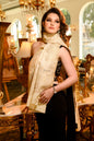 Pashtush India Womens Shawls Pashtush Womens Fine Wool Shawl, Twilight Collection, Persian Palace Dreams Design, Ivory