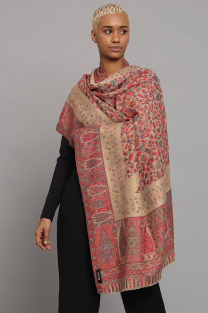 Pashtush India Womens Shawls Pashtush Womens Fine Wool Shawl, Twilight Collection, Woven With Metallic Floral Design, Multicolour