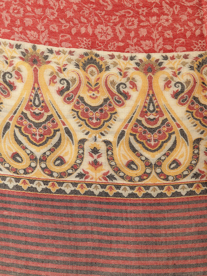 Pashtush India Womens Shawls Pashtush Womens Fine Wool Shawl, With Ethnic Palla Weave