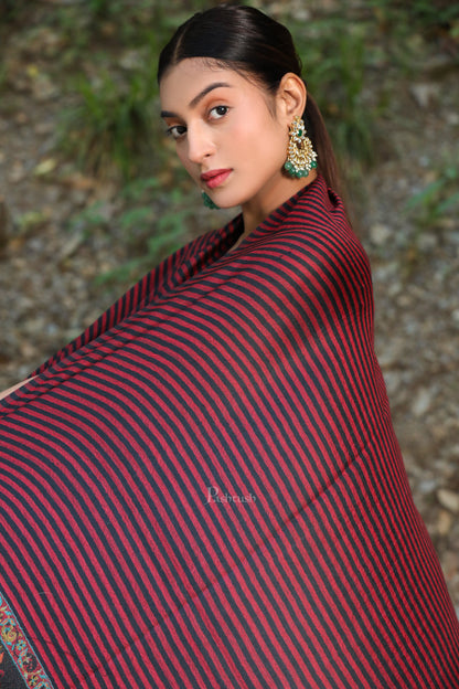 Pashtush India Womens Shawls PASHTUSH WOMENS FINE WOOL SHAWL, WITH ETHNIC PALLA WEAVE