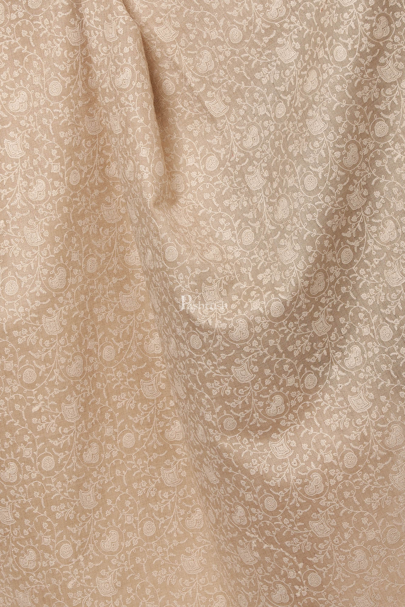 Pashtush India Womens Shawls Pashtush Womens Fine Wool Shawl With Tone On Tone Embroidery, Soft And Warm, Light Weight