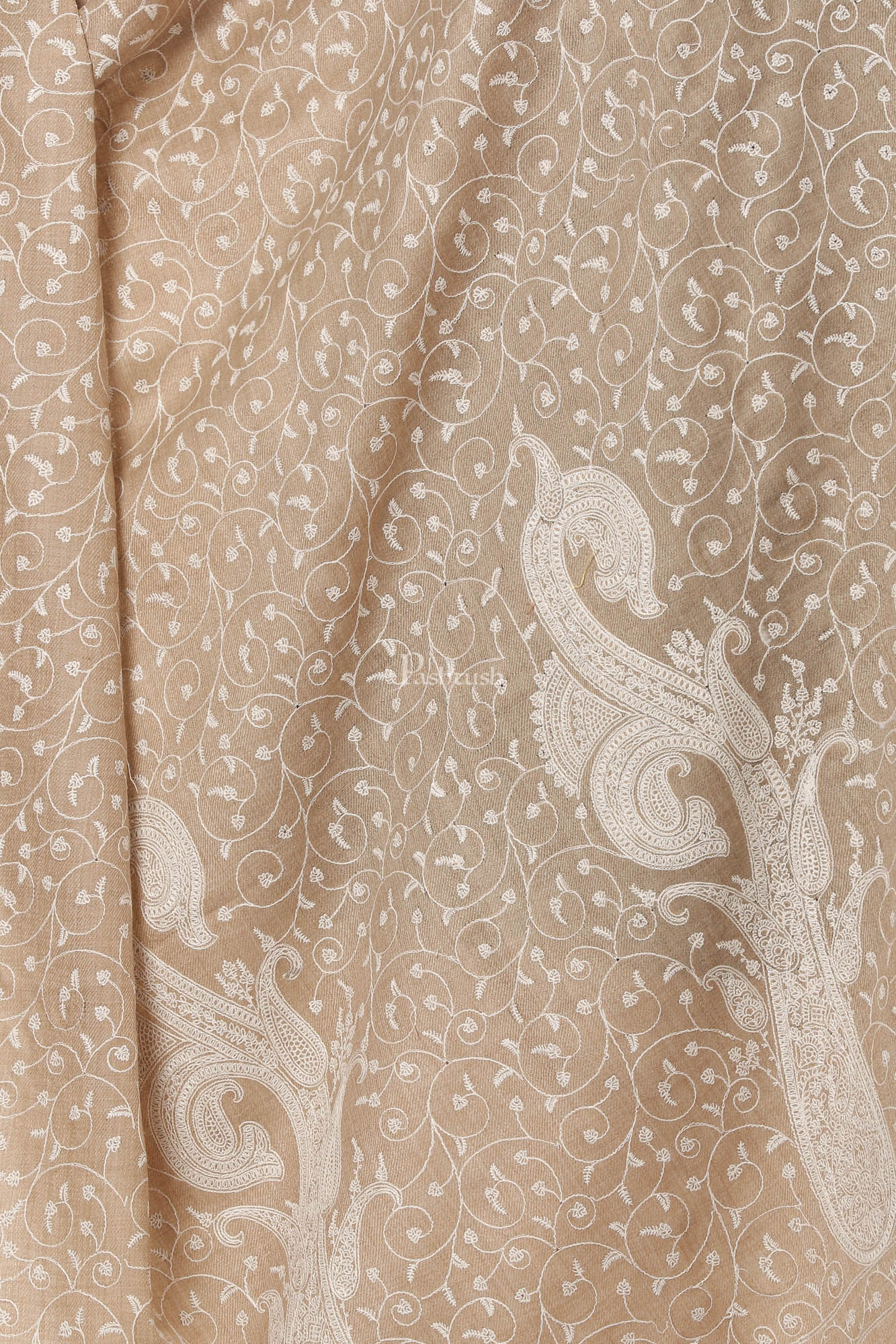 Pashtush India Womens Shawls Pashtush Womens Fine Wool Shawl With Tone On Tone Embroidery, Soft And Warm, Light Weight
