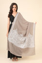 Pashtush India Womens Shawls Pashtush Womens Fine Wool Shawl, With Tone On Tone Nalki Embroidery, Soft And Warm, Beige