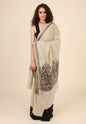 Pashtush India Womens Shawls Pashtush Womens Fine Wool Shawl, With Tone On Tone Nalki Embroidery, Soft And Warm, Beige