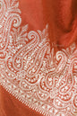 Pashtush India Womens Shawls Pashtush Womens Fine Wool Shawl, With Tone On Tone Nalki Embroidery, Soft And Warm, Orange