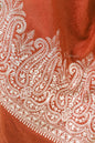 Pashtush India Womens Shawls Pashtush Womens Fine Wool Shawl, With Tone On Tone Nalki Embroidery, Soft And Warm, Orange