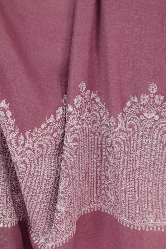 Pashtush India Womens Shawls Pashtush Womens Fine Wool Shawl, With Tone On Tone Nalki Embroidery, Soft And Warm, Peel Lilac