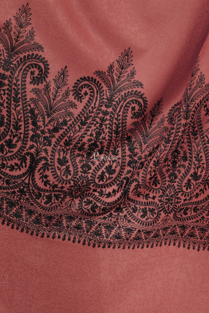 Pashtush India Womens Shawls Pashtush Womens Fine Wool Shawl, With Tone On Tone Nalki Embroidery, Soft And Warm, Rose