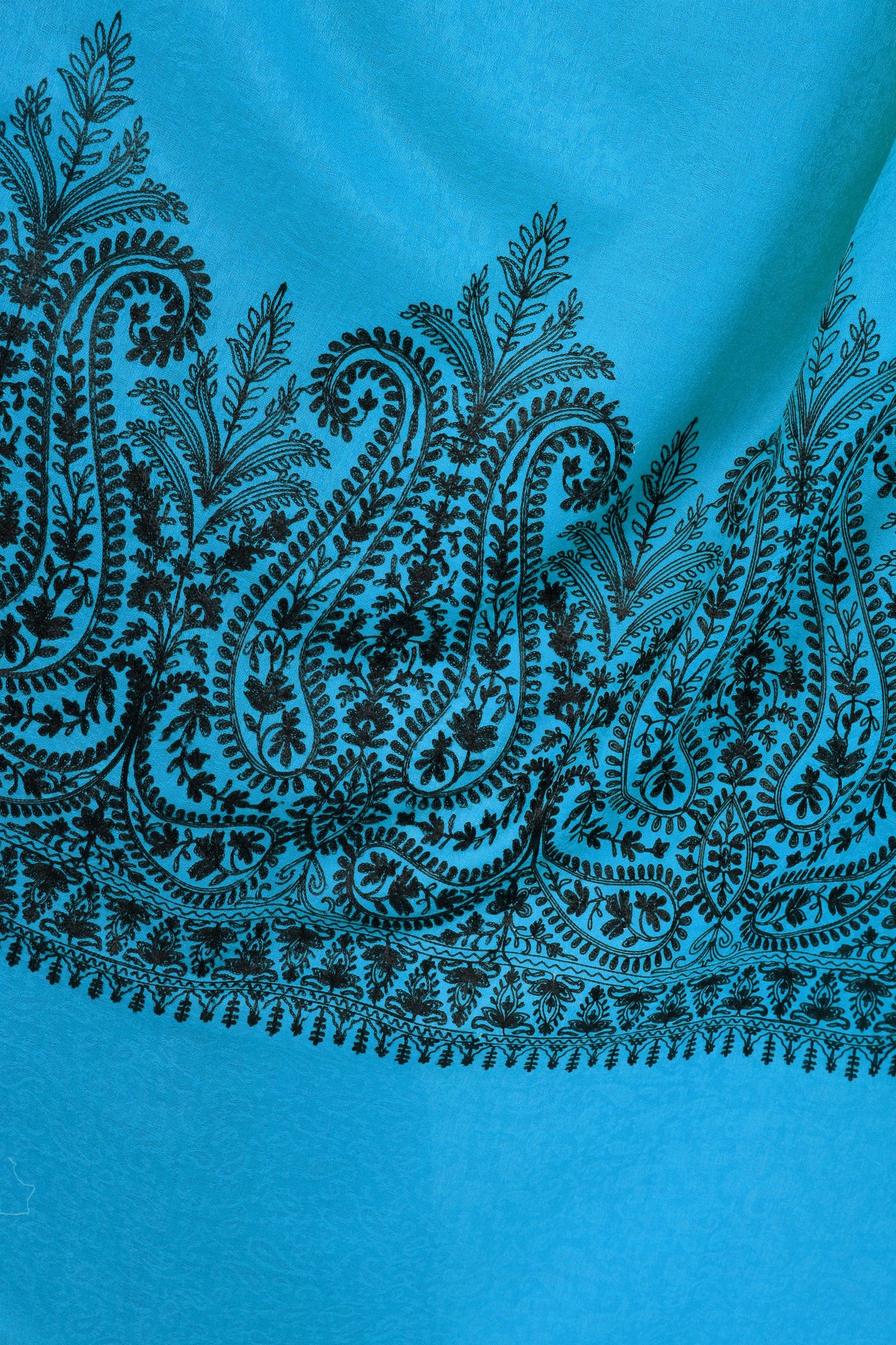 Pashtush India Womens Shawls Pashtush Womens Fine Wool Shawl, With Tone On Tone Nalki Embroidery, Soft And Warm, sky blue