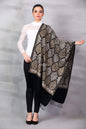Pashtush Store Stole Pashtush Womens Fine Wool, Silky Nalki Embroidery Needlework Stole, Black