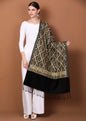 Pashtush India 70x200 Pashtush Womens Fine Wool, Silky Nalki Embroidery Needlework Stole, Black