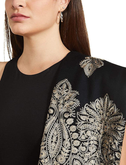 Pashtush India 70x200 Pashtush Womens Fine Wool, Silky Nalki Embroidery Needlework Stole, Black