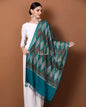 Pashtush Store Stole Pashtush Womens Fine Wool, Silky Nalki Embroidery Needlework Stole, Cobalt Blue