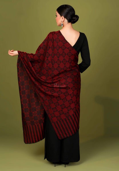 Pashtush India 70x200 Pashtush Womens Fine Wool, Soft and Warm, Checkered stole