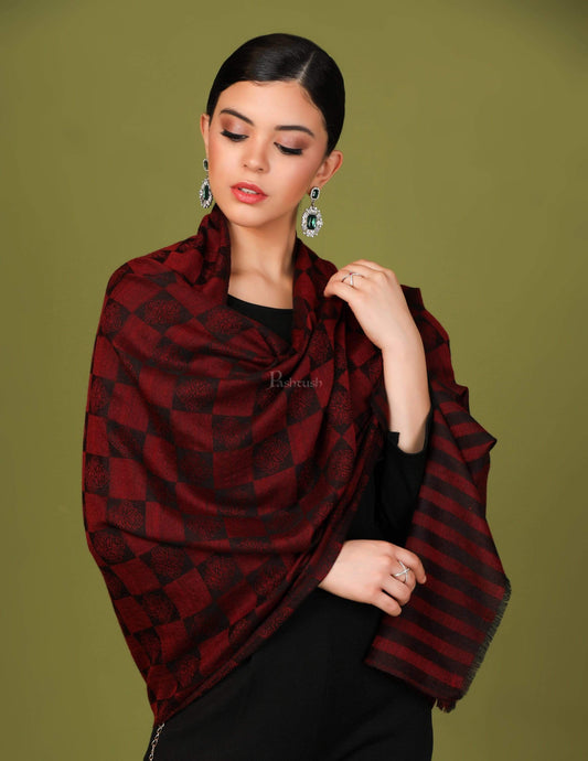 Pashtush India 70x200 Pashtush Womens Fine Wool, Soft and Warm, Checkered stole