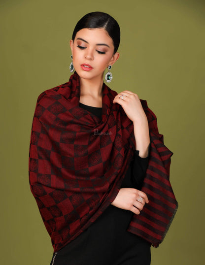 Pashtush India 70x200 Pashtush Womens Fine Wool, Soft and Warm, Checkered stole
