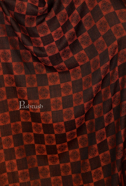 Pashtush India 70x200 Pashtush Womens Fine Wool, Soft and Warm, Checkered stole, Amber Black