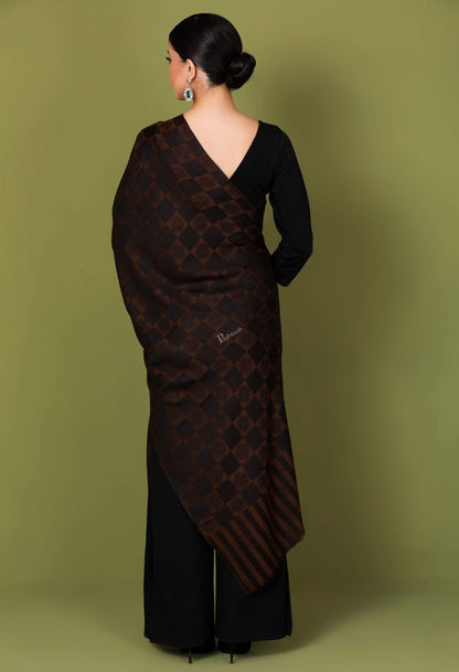 Pashtush Store Stole Pashtush Womens Fine Wool, Soft and Warm, Checkered stole, Espresso Brown