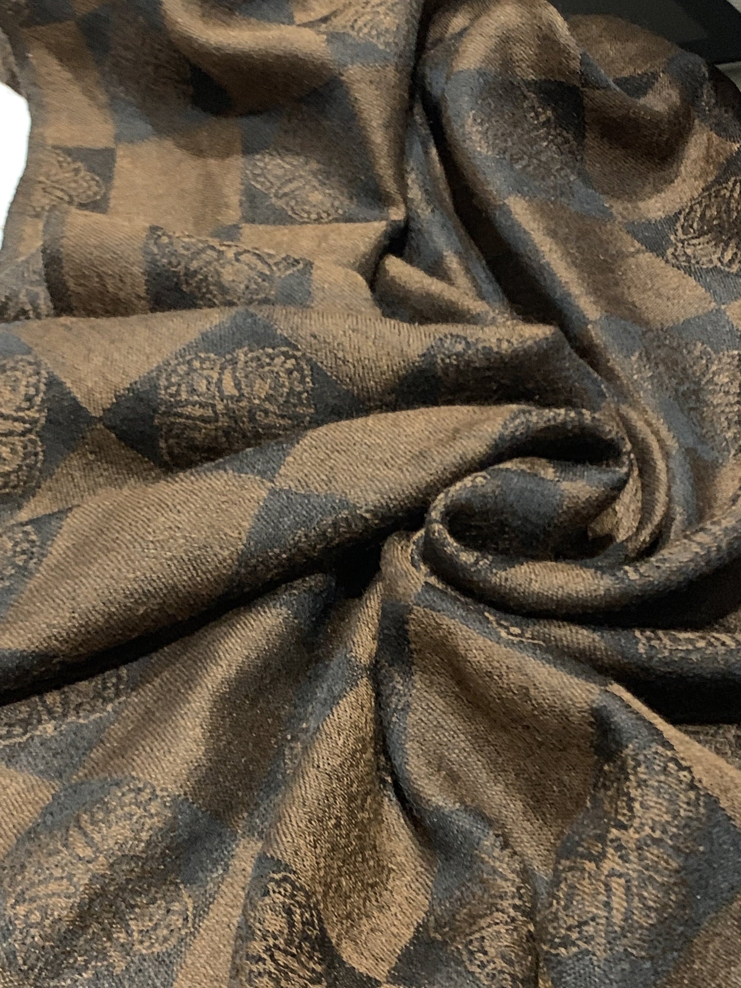 Pashtush Fine Wool Soft And Warm Twin Check Black Coffee