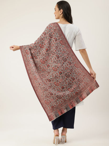 Pashtush womens Fine Wool Stole, Ethnic Weave Design