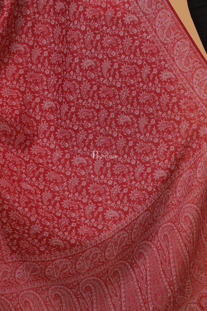 Pashtush India Womens Stoles and Scarves Scarf Pashtush womens Fine Wool stole, ethnic weave design, Maroon