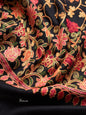 Pashtush India Womens Stoles and Scarves Scarf Pashtush Womens Fine Wool Stole, Floral Aari Embroidery Design, Black