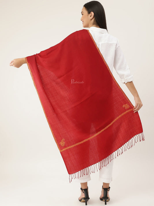 Pashtush India Womens Stoles and Scarves Scarf Pashtush womens Fine Wool Stole, kingri design, Maroon