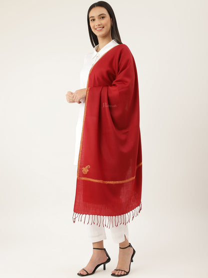 Pashtush India Womens Stoles and Scarves Scarf Pashtush womens Fine Wool Stole, kingri design, Maroon