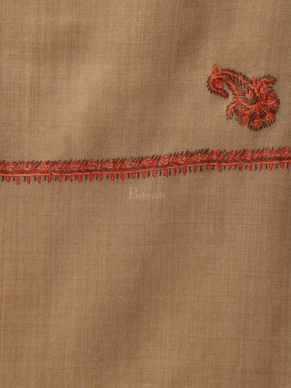 Pashtush India Womens Stoles and Scarves Scarf Pashtush womens Fine Wool Stole, Kingri design, Taupe